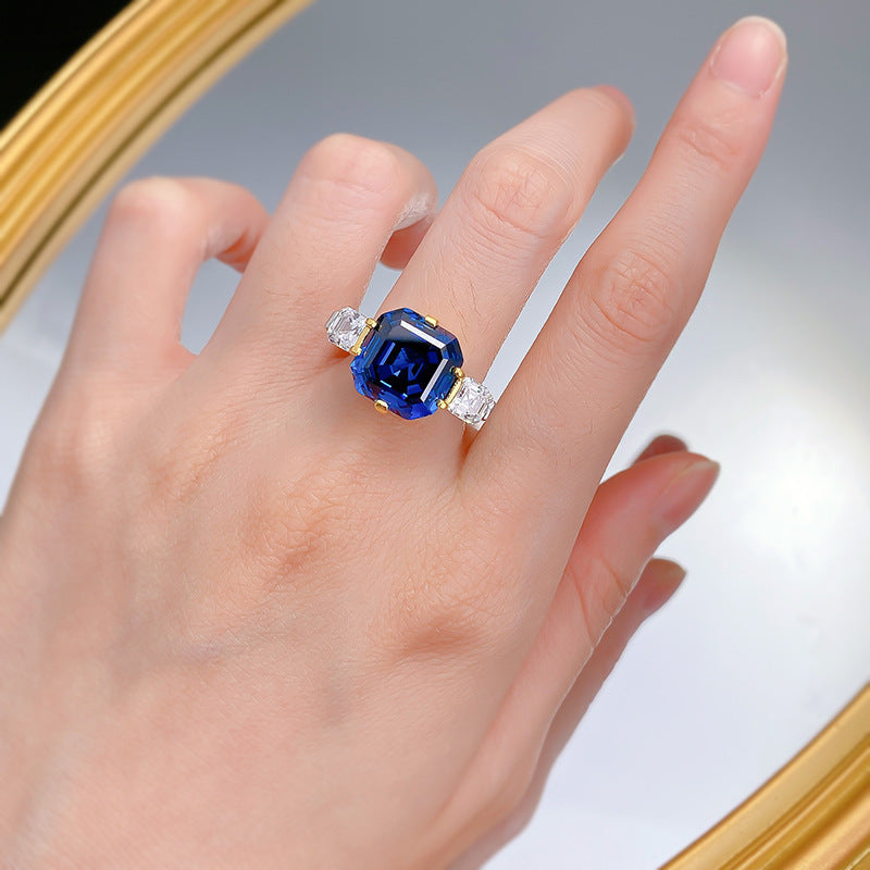 Ascher Cut Royal Sapphire Ring