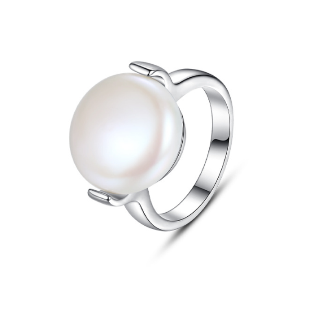 White Baroque Pearl Ring Coin Baroque Pearl