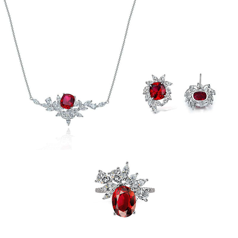 Ruby Necklace and Earring Set