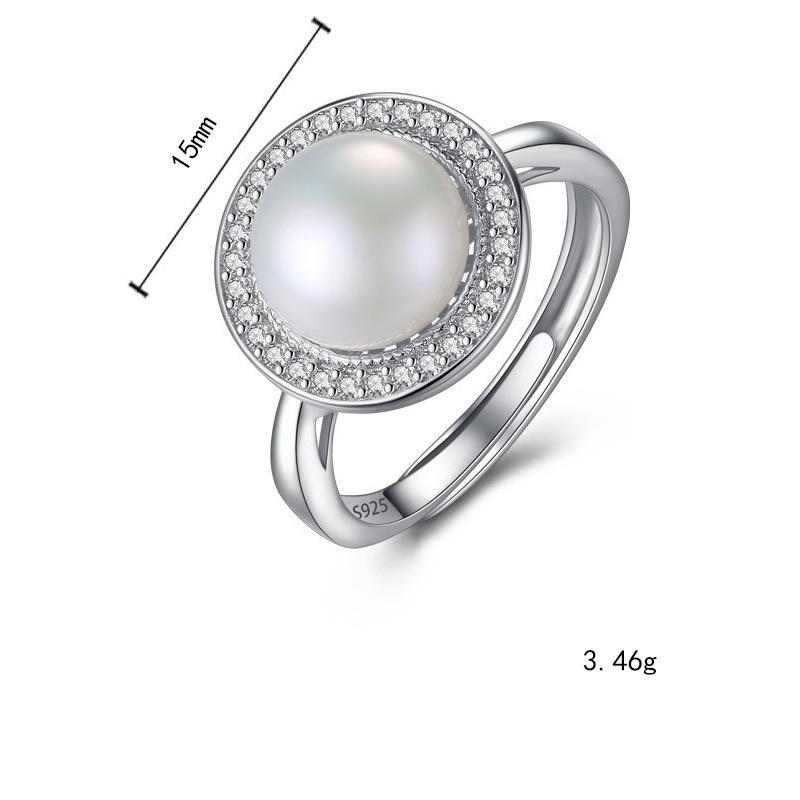 Natural Pearl Silver Gemstone Ring - HER'S