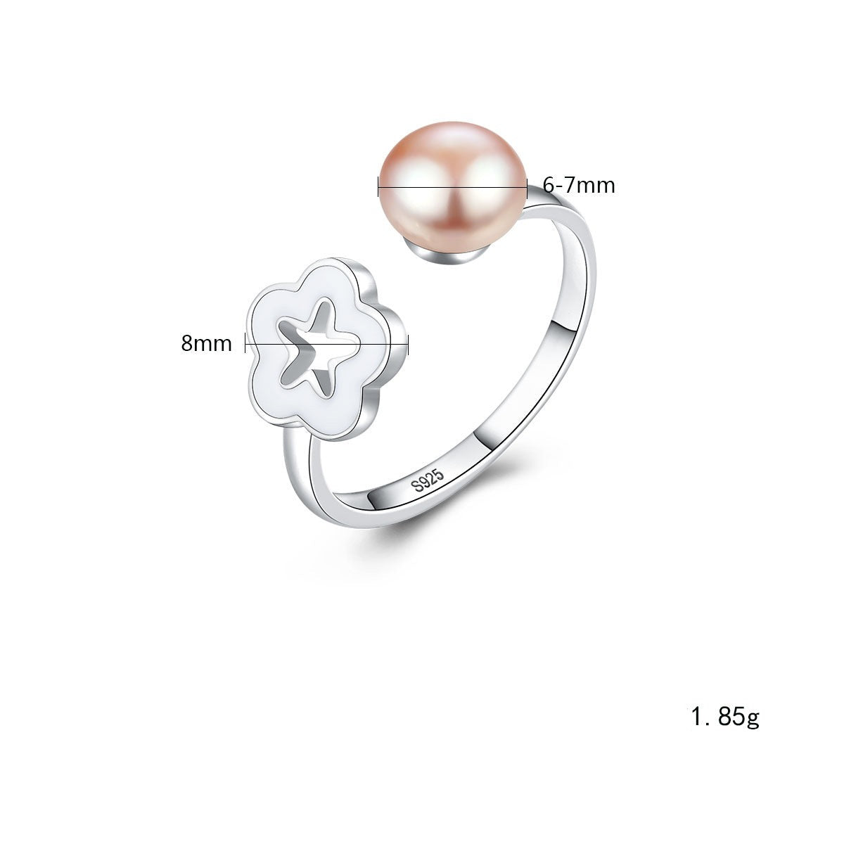 Silver Pearl Open Ring