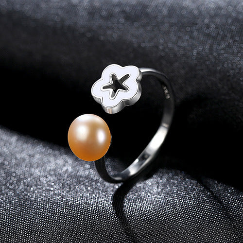 Silver Pearl Open Ring