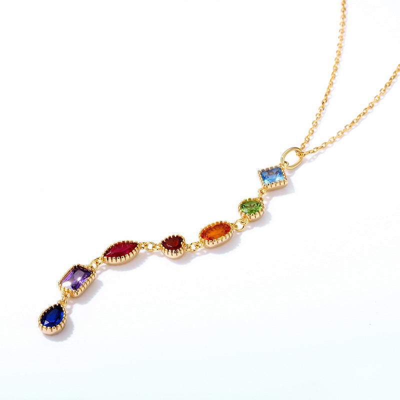 Color Stone Family Necklace - HERS