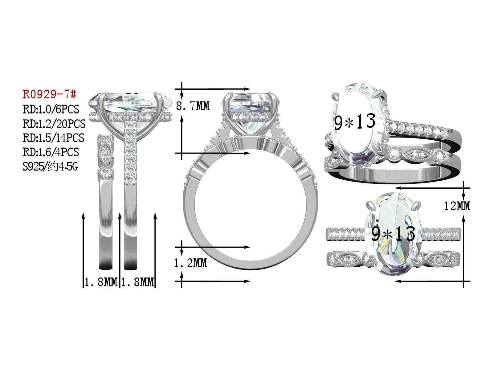 Oval Diamond Ring Set - HERS