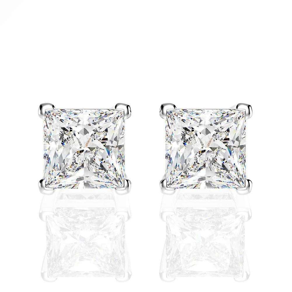 Princess Cut Diamond Earrings Studs - HER'S