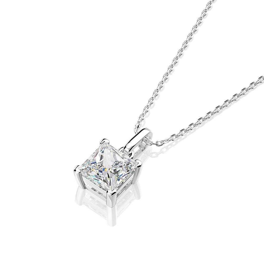 Princess Cut Diamond Necklace - HER'S