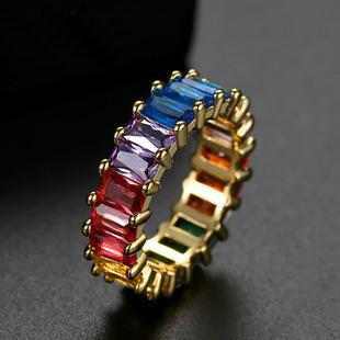 Rainbow Color Zircon Couple Ring - HER'S