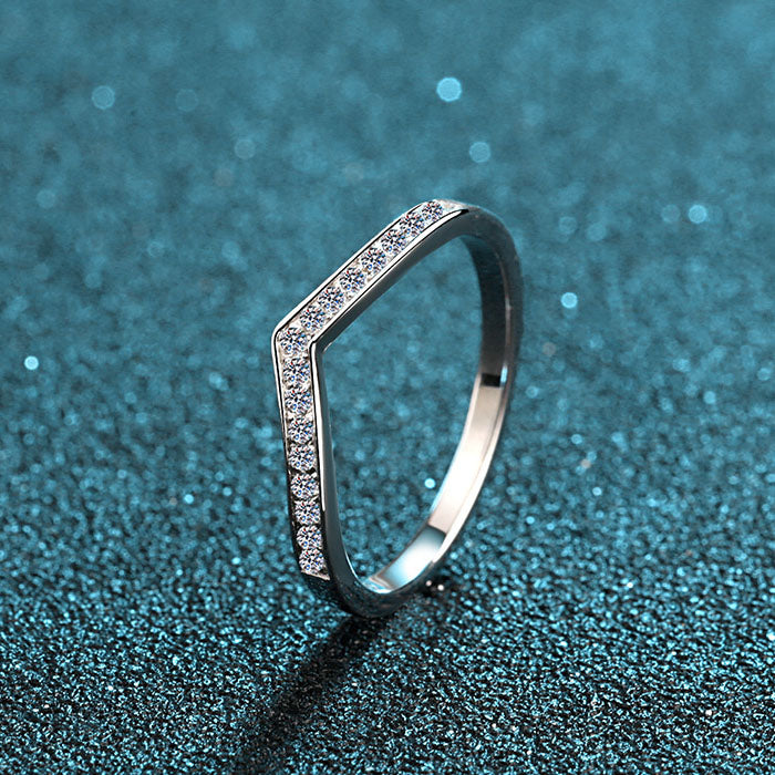 Curved Moissanite Wedding Band - HERS