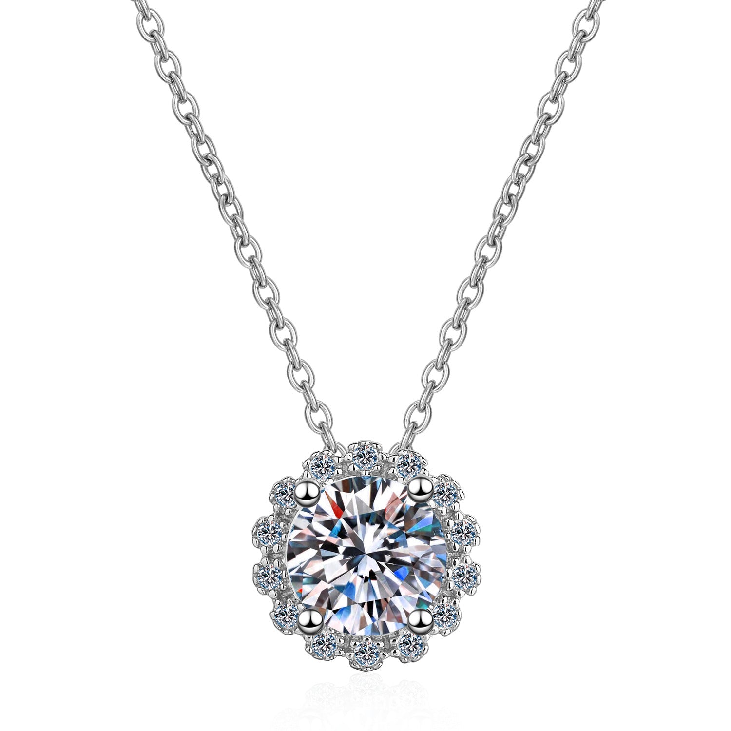 Moissanite Halo Necklace - HERS