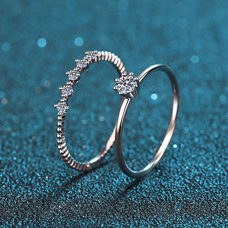 Moissanite Engagement Ring Set - HERS