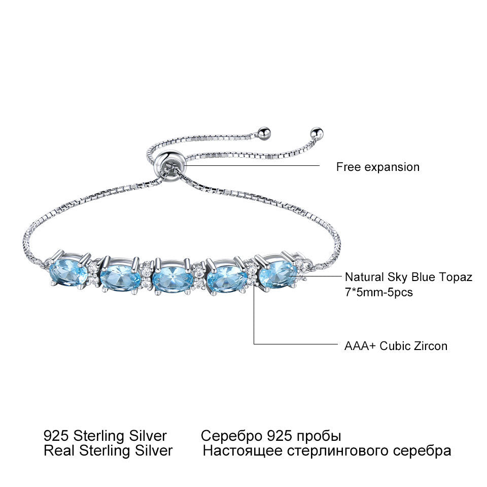 Blue Topaz Bracelet Sterling Silver - HERS