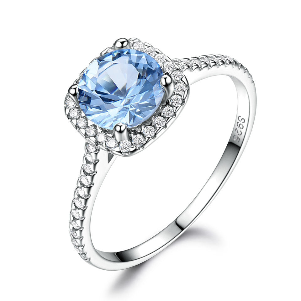 Cushion Cut Sky Blue Topaz Ring - HERS