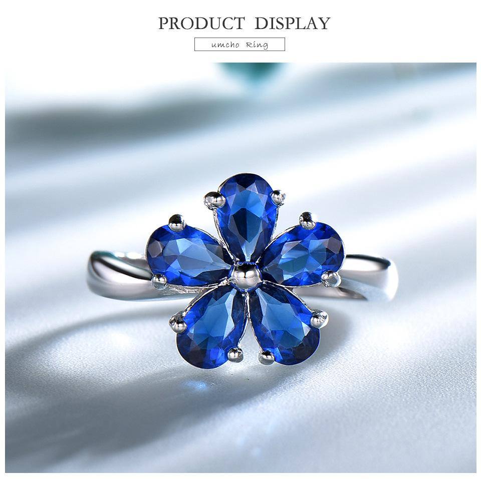 Sapphire Ring with Flower - HER'S