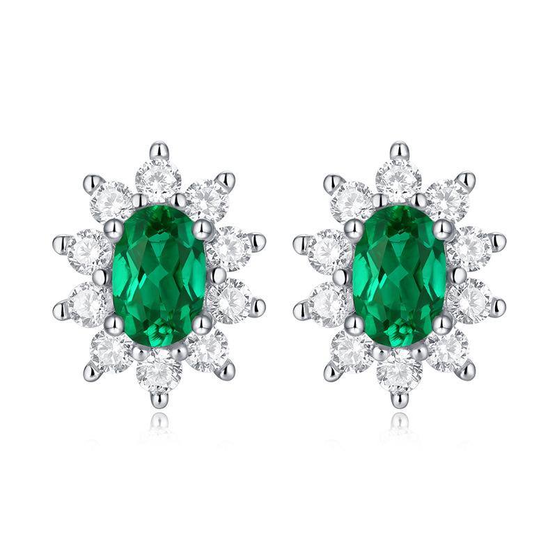Emerald Earrings Studs Flower - HERS