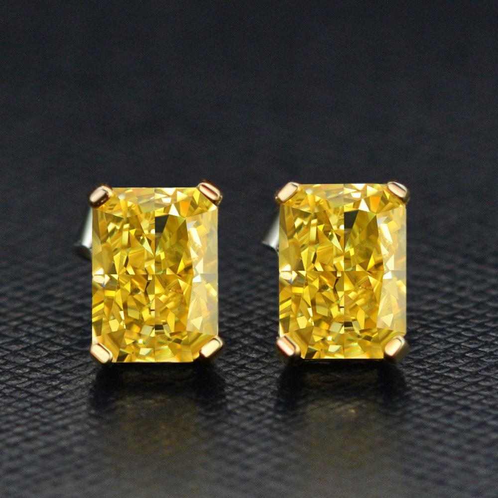 Baguette Yellow Diamond Earrings Studs - HERS