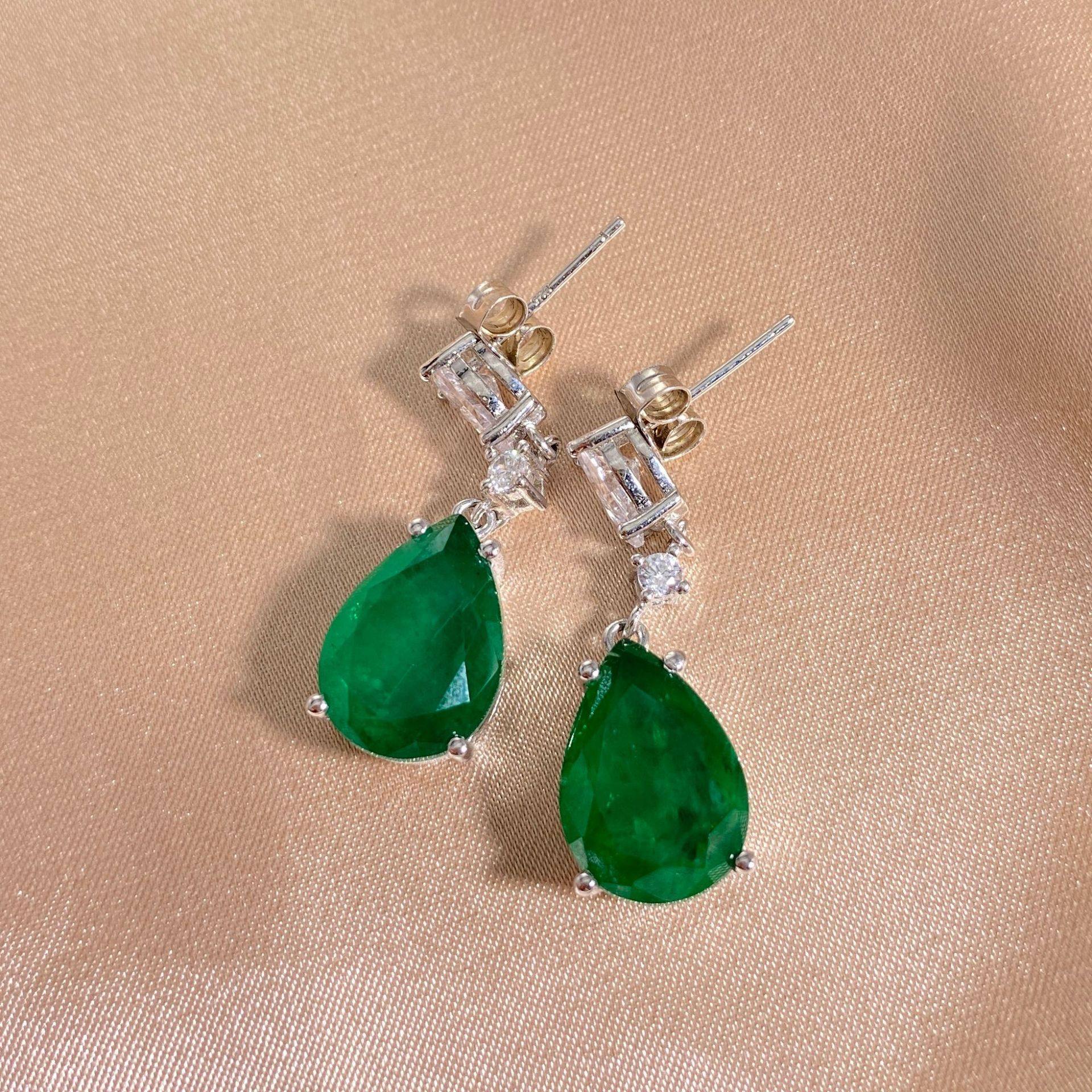 Emerald Teardrop Earrings - HERS