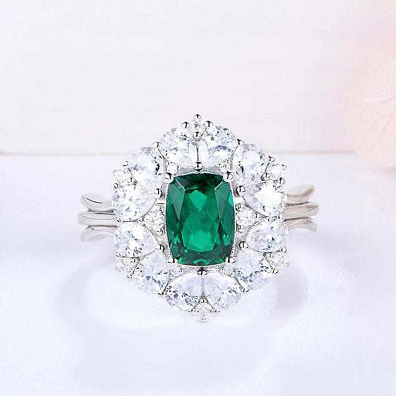 Vintage Emerald Ring Snowflake - HER'S