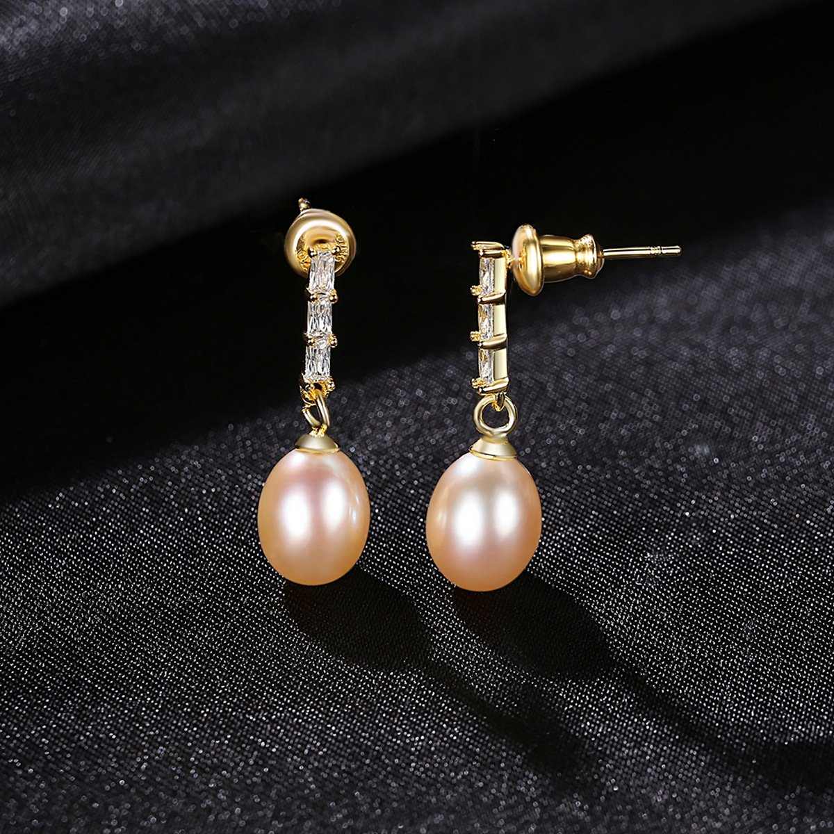 Simple Diamond Pearl Earrings - HER'S
