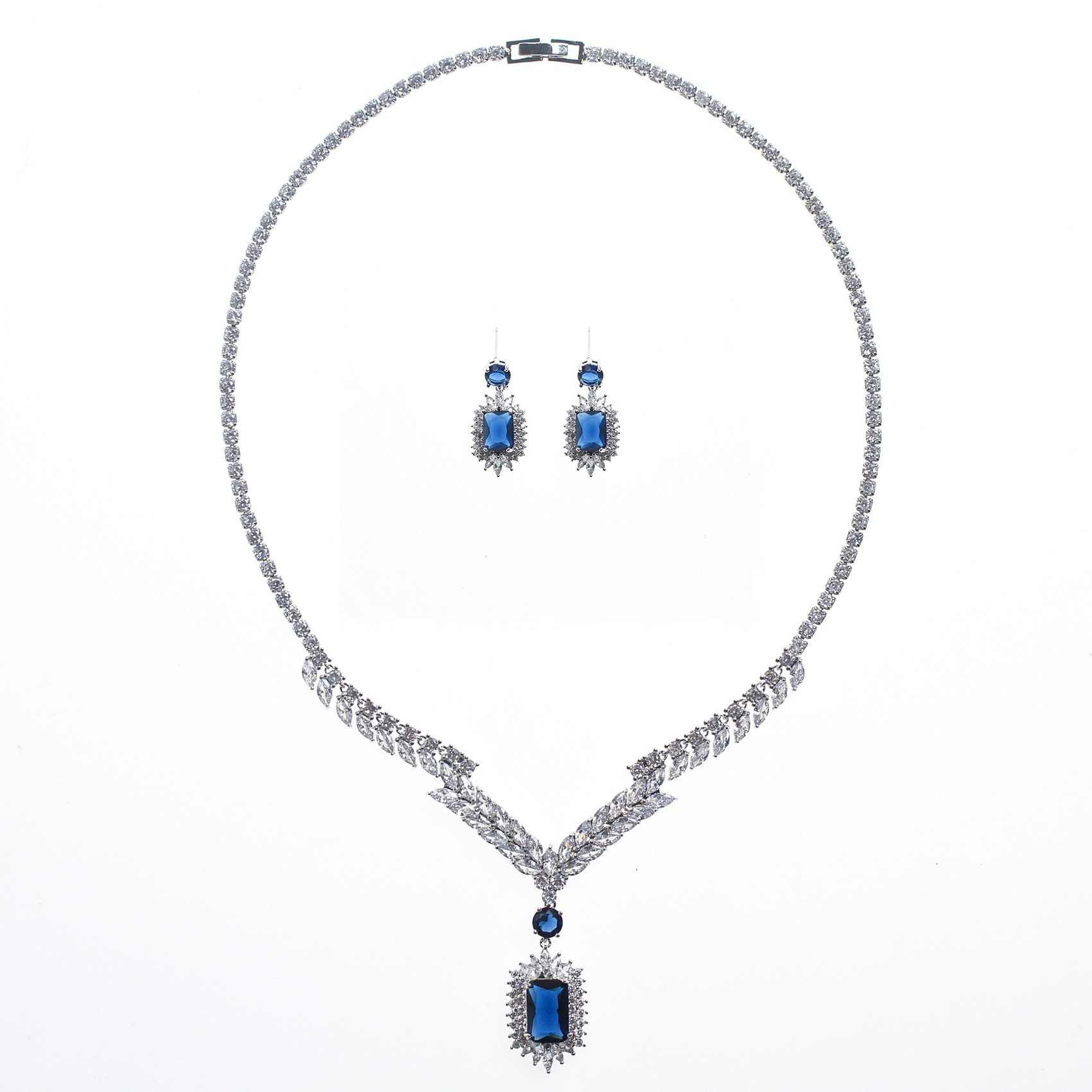 Luxury Shiny Gemstone Earrings Necklace - HERS
