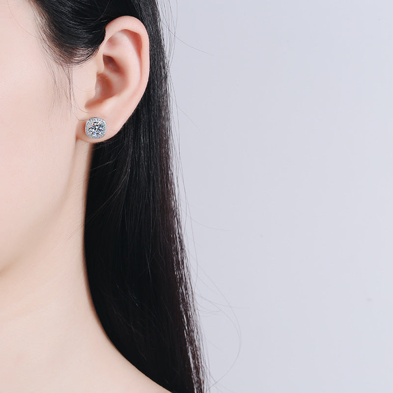 Moissanite Halo Earrings - HERS