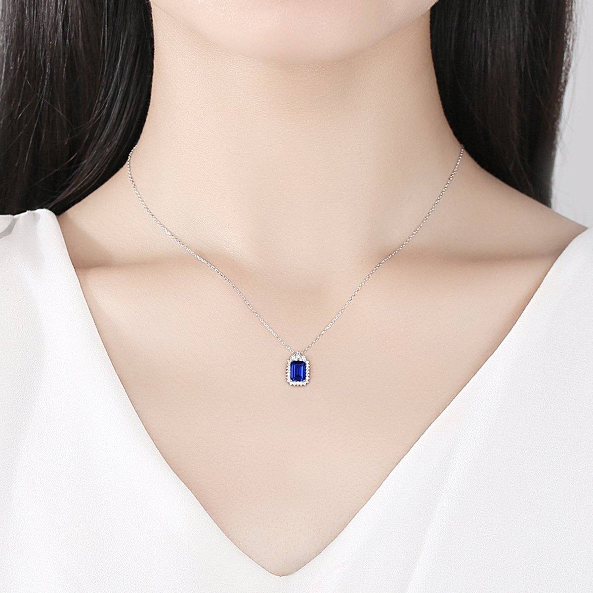 Silver Sapphire Necklace - HER'S