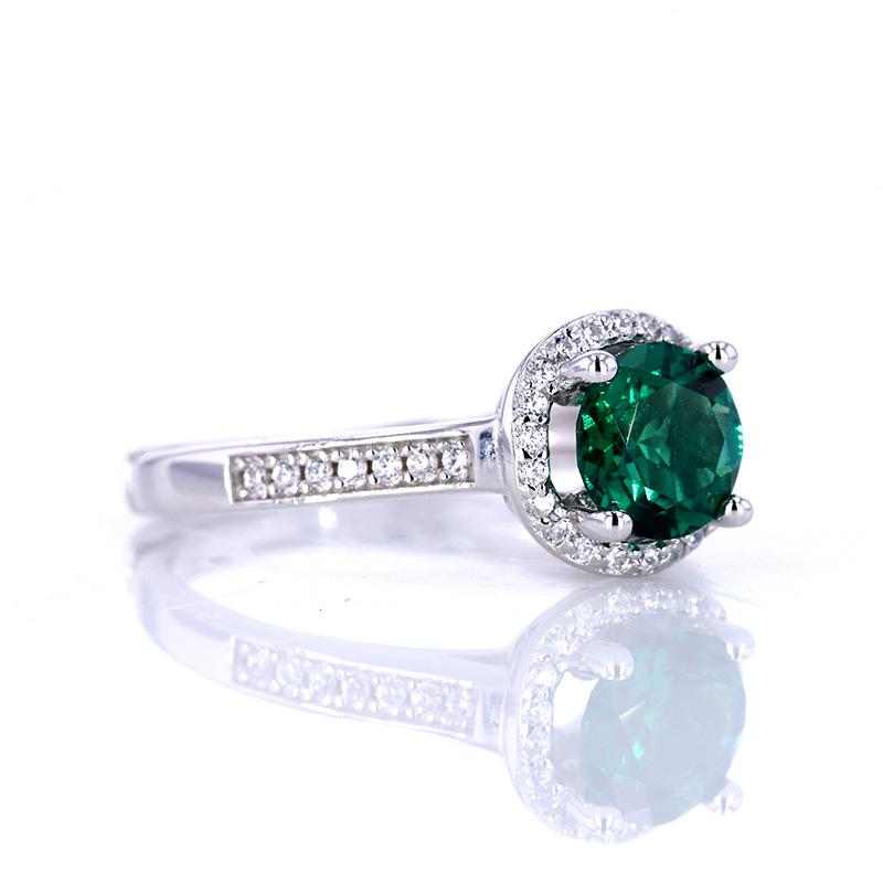 Emerald Halo Engagement Ring - HERS