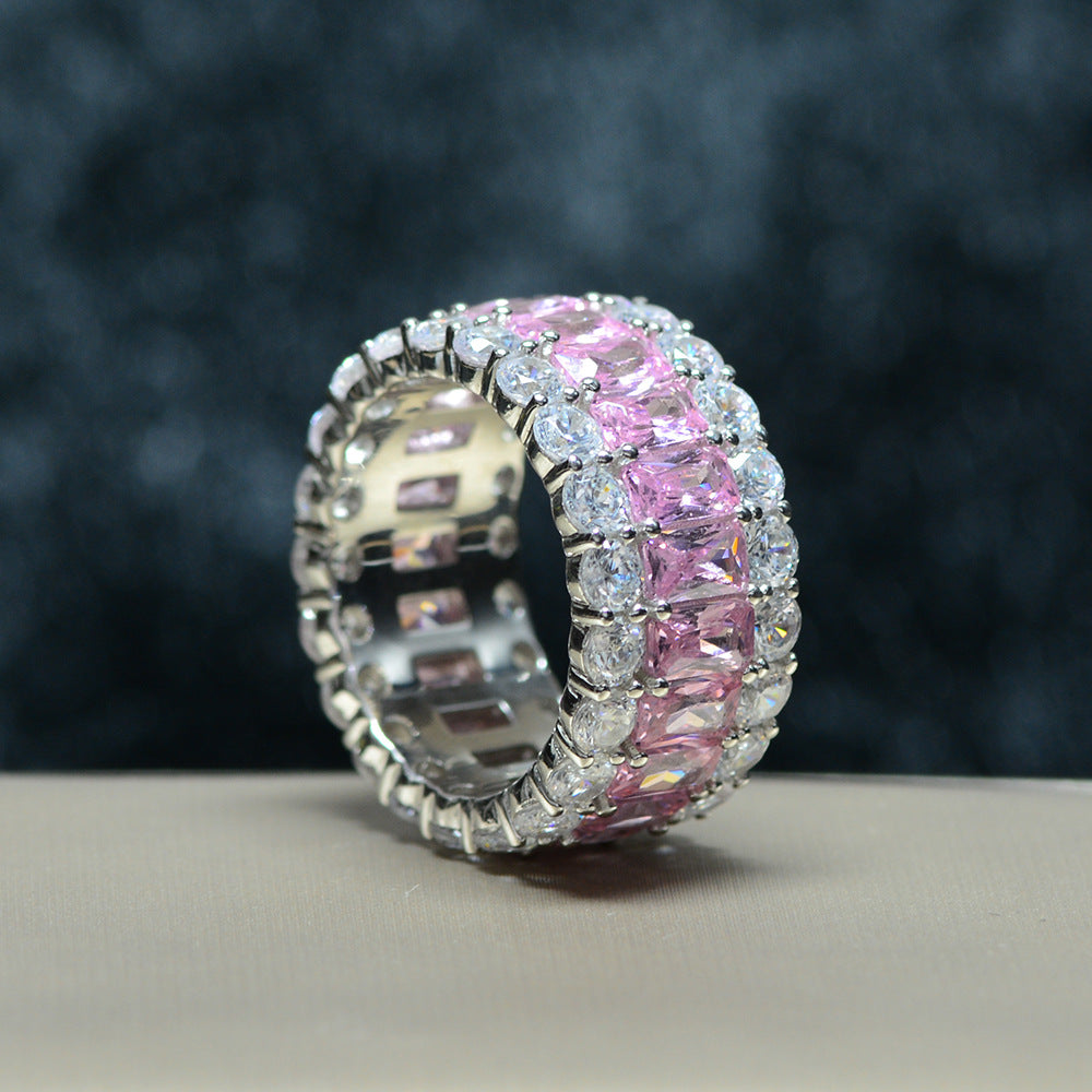 Three Row Pink Diamond Eternity Ring