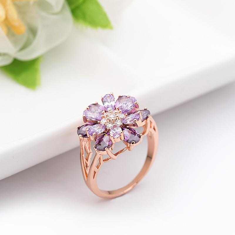 Purple Flower Zircon Ring - HER'S