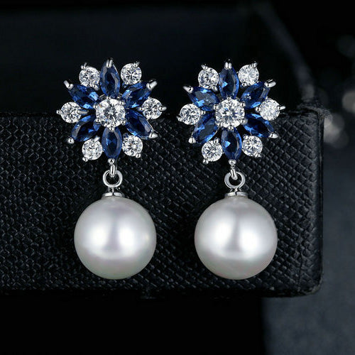 Pearl and Sapphire Earrings - HERS