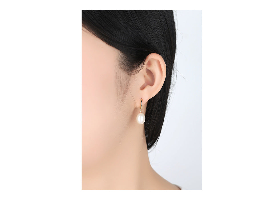 Pearl Drop Hoop Earrings - HERS