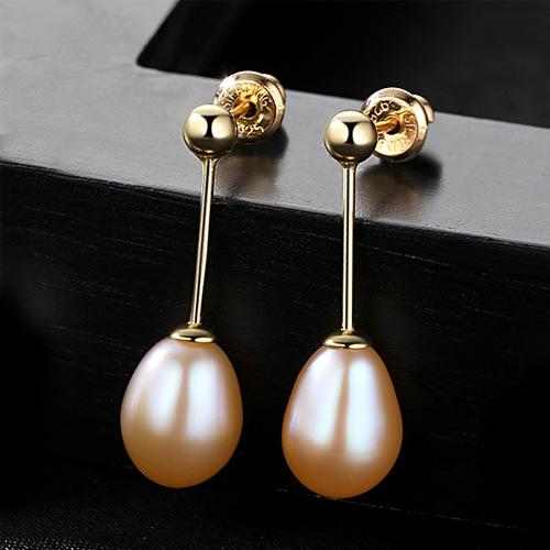 Drop Pearl Earrings Gold - HERS