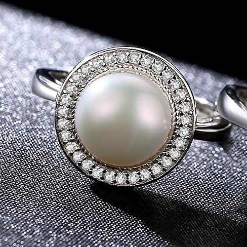 Natural Pearl Silver Gemstone Ring - HER'S