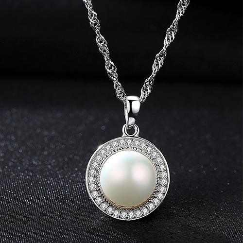 Natural Pearl Silver Gemstone Necklace - HERS