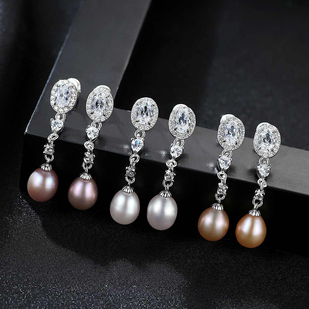 Gemstone Pearl Silver Earrings - HER'S