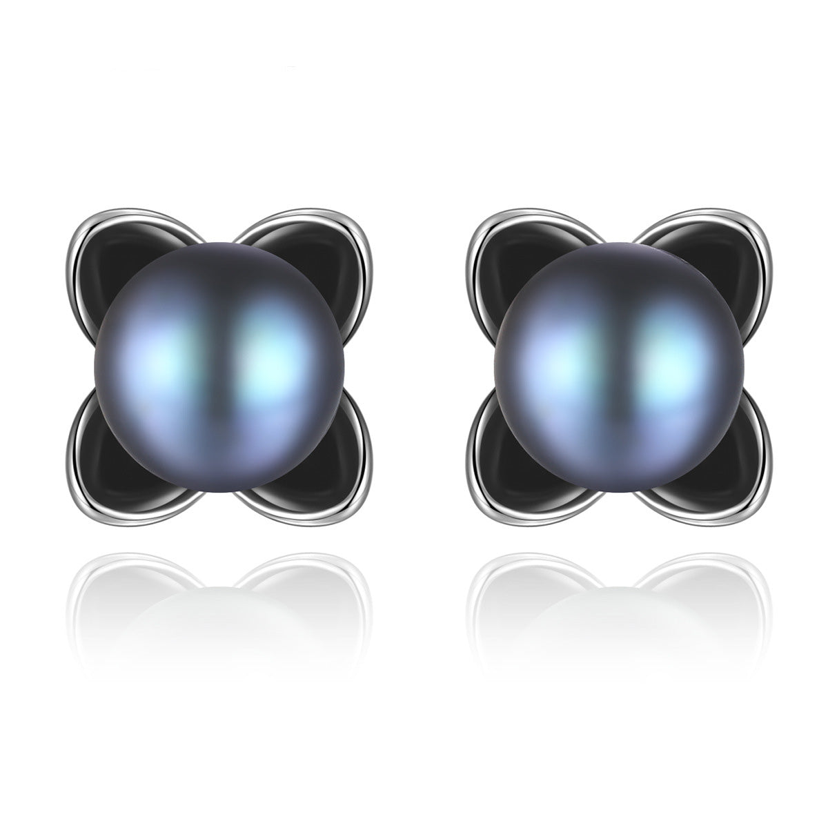 Black Pearl Stud Earrings - HERS