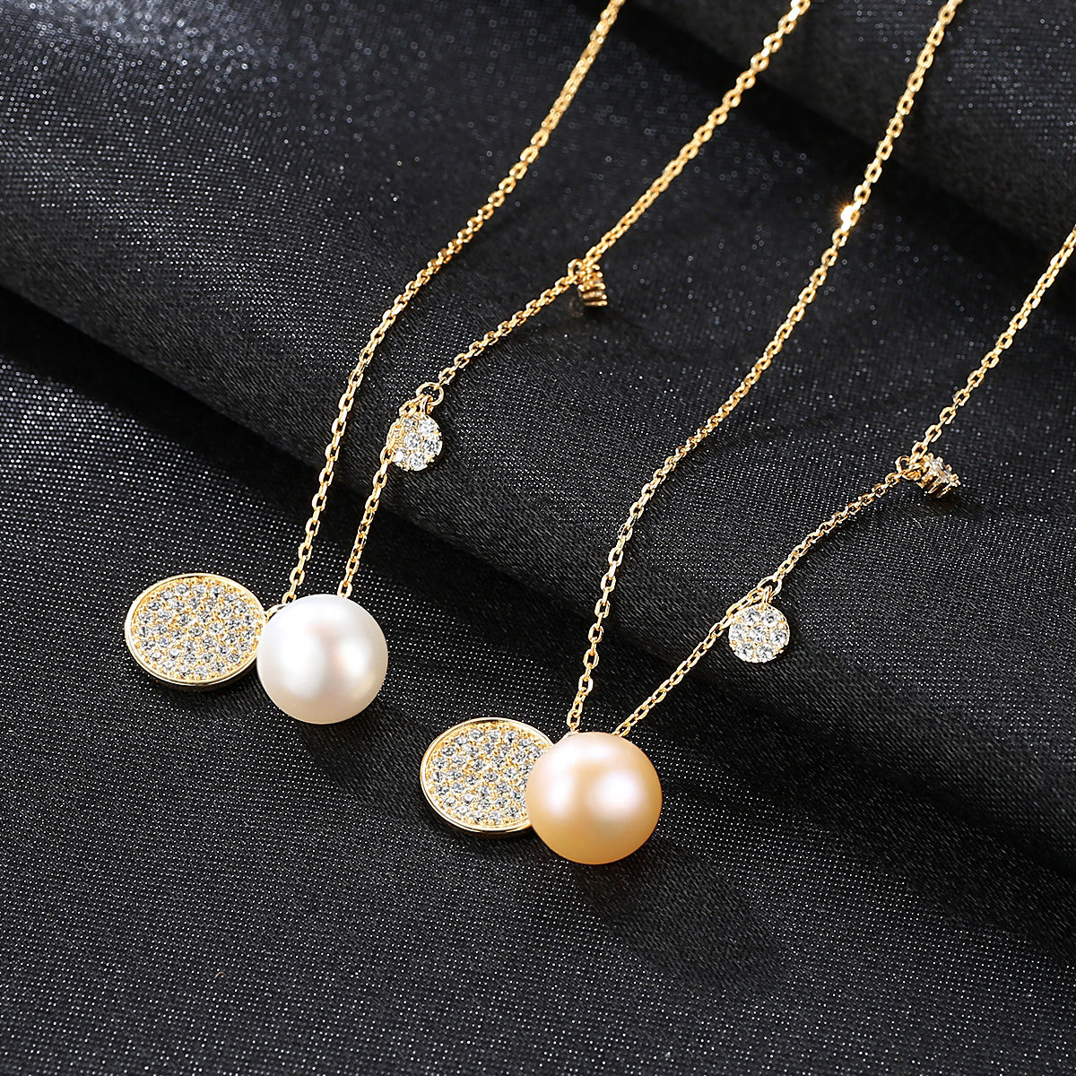 8mm Pearl Necklace with Round Coins - HERS