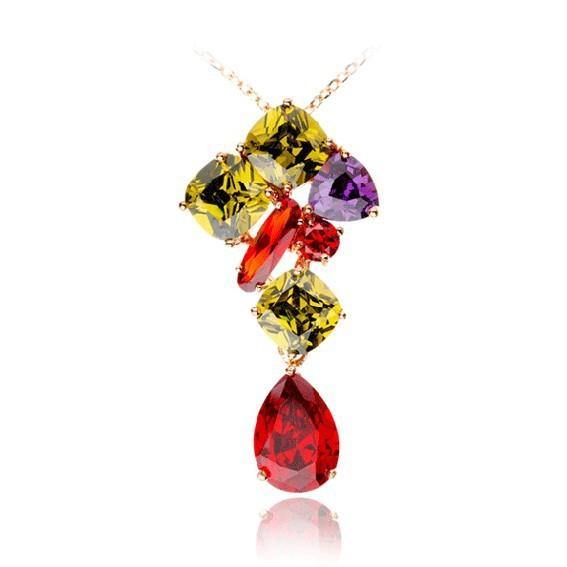 Color Leaves Zircon Necklace - HERS