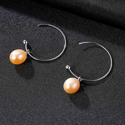 Semi-circular Simple Pearl Earrings - HER'S