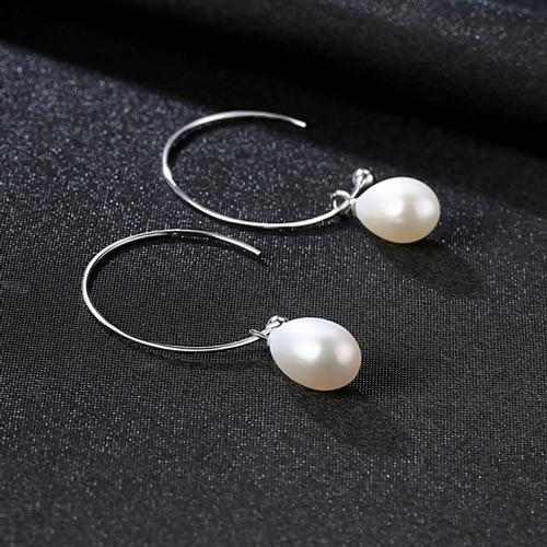 Semi-circular Simple Pearl Earrings - HER'S