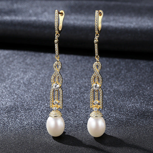 Gold Pearl Drop Earrings - HERS