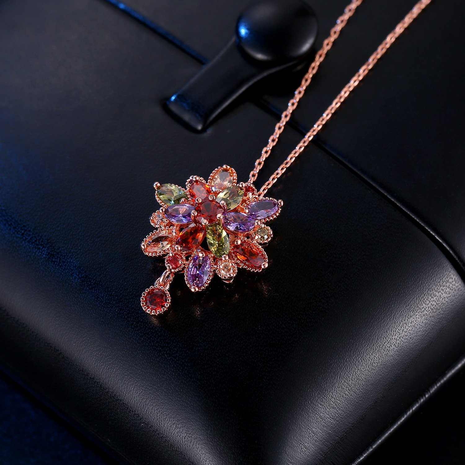 Dragon Flower Multicolor Stone Necklace - HERS