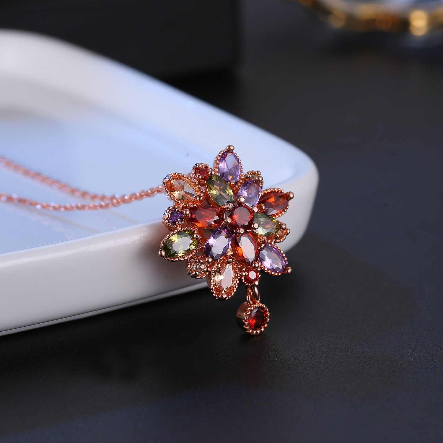 Dragon Flower Multicolor Stone Necklace - HERS
