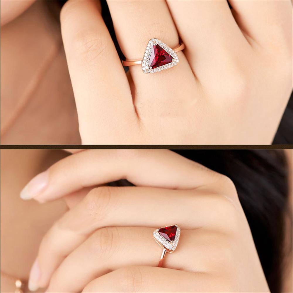 Rose Gold Triangle Ruby Ring - HER'S