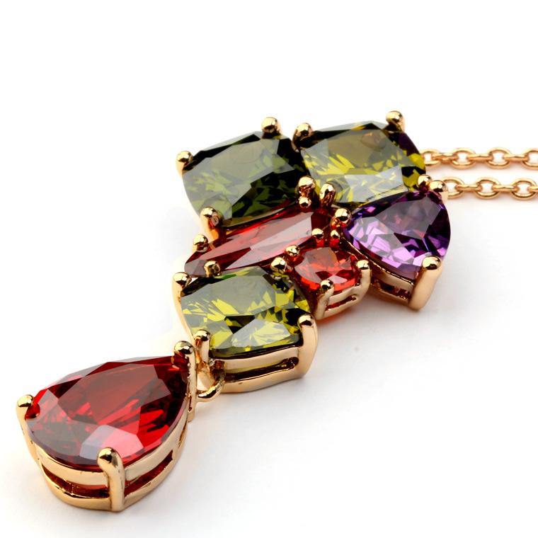 Color Leaves Zircon Necklace - HERS