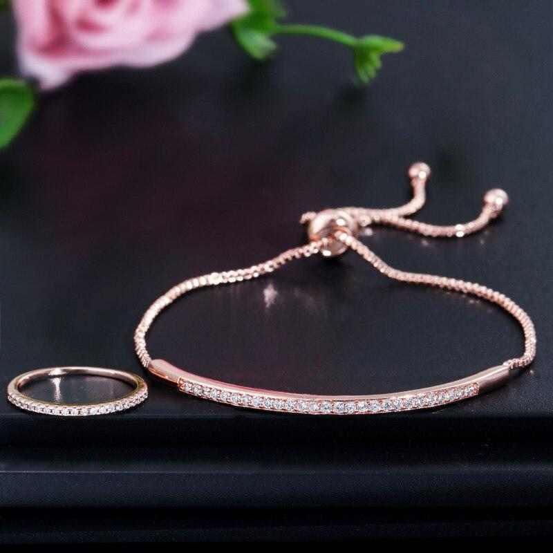 Simple Fashion Zircon Ring and Bracelet Set - HER'S