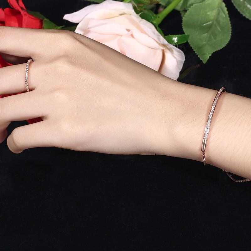 Simple Fashion Zircon Ring and Bracelet Set - HER'S