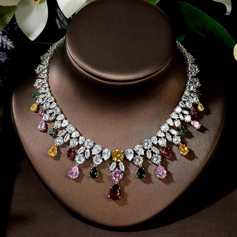 Sparking Multi-color Water Drop Shape Jewelry Set - HER'S