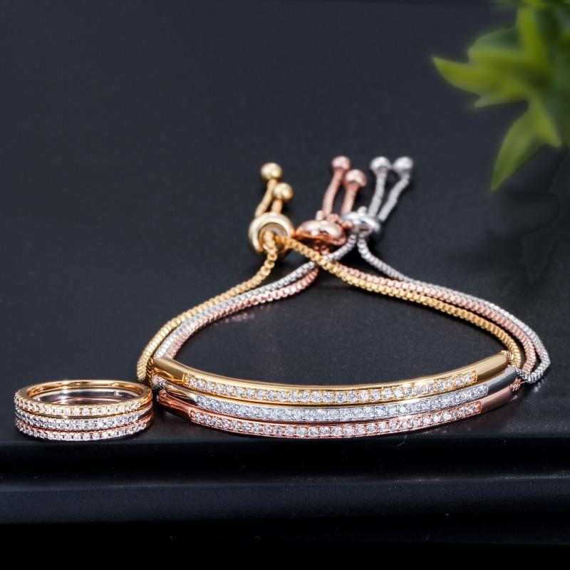 Simple Fashion Zircon Ring and Bracelet Set - HER'S