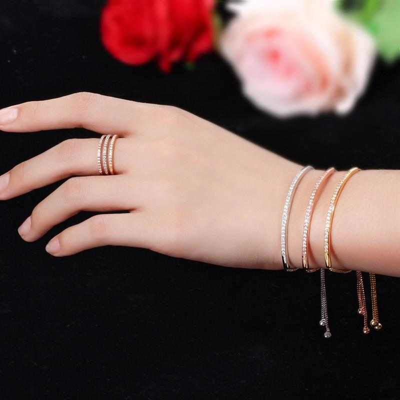 Simple Fashion Zircon Ring and Bracelet Set - HER'S