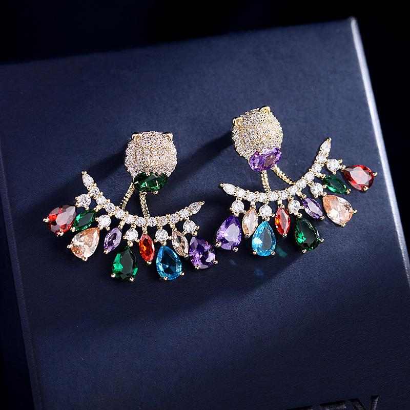Colored Gemstone Two Wearing Earrings - HERS